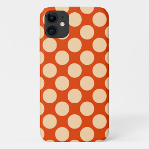 Coque iPhone 11 Grands points rétro - orange pâle et mandarine
