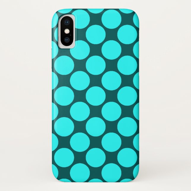 Coques Case-Mate iPhone Grands Pois Aqua en Turquoise (Dos)