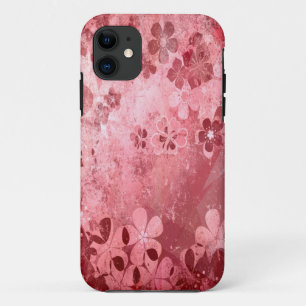 Coque iPhone 11 Grange vintage rouge motif floral