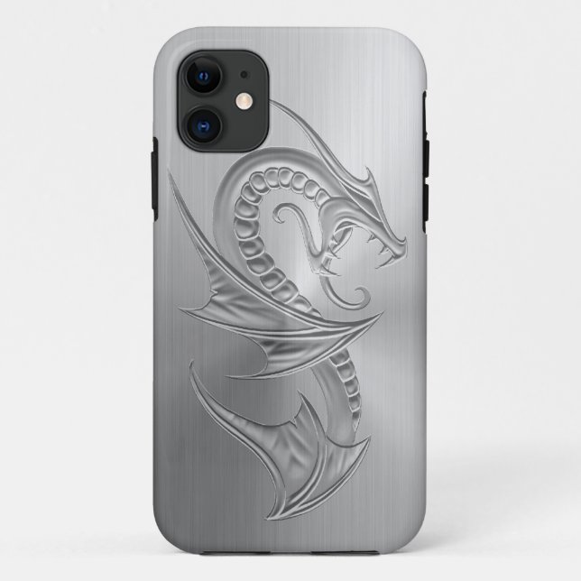 Coques Case-Mate iPhone Graphique de dragon d'effet d'acier inoxydable (Dos)