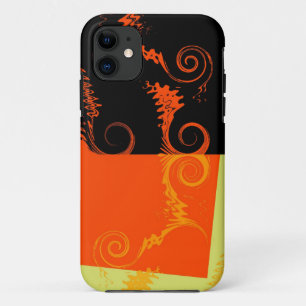 Etui iPhone Case-Mate Graphique en tourbillon noir, orange et jaune rétr