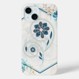 Coque Case-Mate iPhone Graphique floral bleu et Turquoise, "Revitalisant 