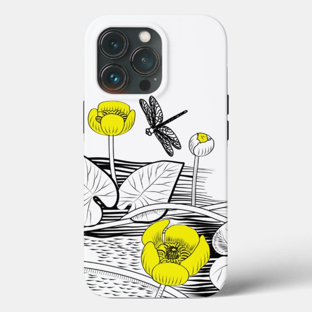 Coques Case-Mate iPhone Graphique jaune de nénuphars (Verso)