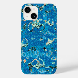 Coque Case-Mate iPhone Graphisme bleu orange noir pointé Abstraction
