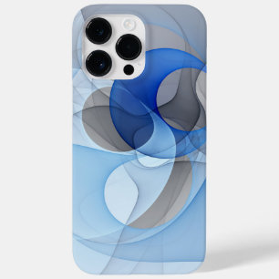 Coque Case-Mate iPhone Graphisme d'art fractal abstrait bleu gris moderne