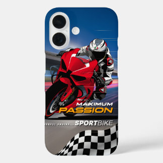 Coque Pour iPhone 16 Graphisme de course de superbike passion maximale