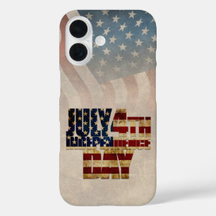 Coque Pour iPhone 16 Graphisme Grunge USA 4 juillet Indépendance