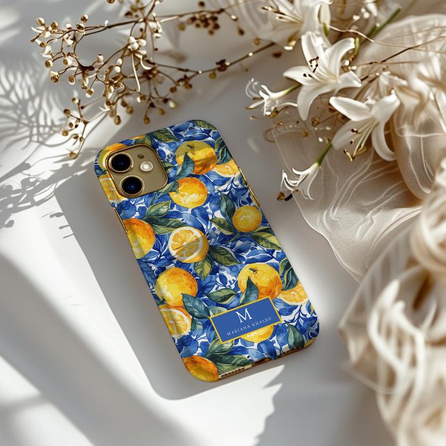 Coques Case-Mate iPhone Gras Bleu Italien Positano Citron (Créateur téléchargé)