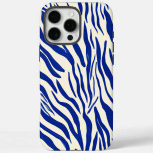 Coque iPhone 16 Pro Max Gras Bleu Zèbre Imprimer : Motif minimaliste moder