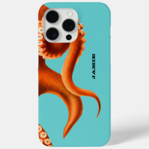 Coque iPhone 15 Pro Max Gras coloré Aqua et Orange Octopus iPhone 6 cas