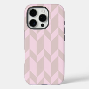 Coque iPhone 16 Pro Gras Flèche à deux tons Chevron Grille Rose neutre