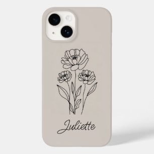 Coque Case-Mate iPhone Gras Floral Line Art minimaliste