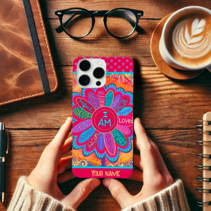 Coque iPhone 16 Pro Max Gras Inspirant I AM Flower Colorful Nom mignon