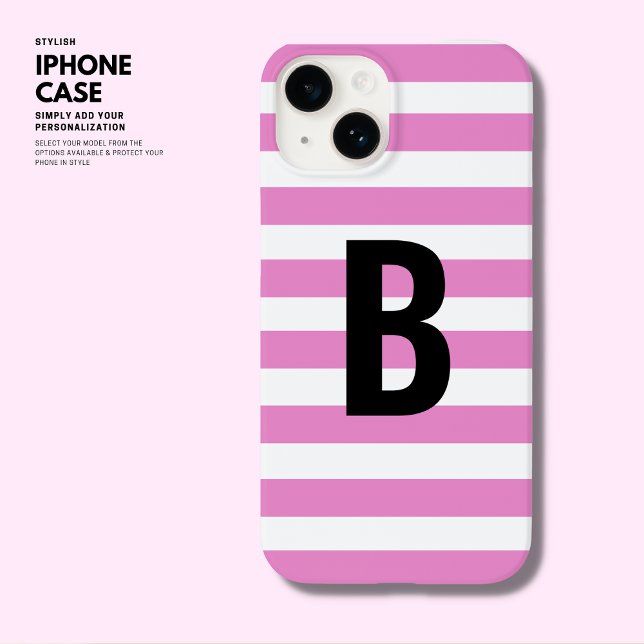 Coques Case-Mate iPhone Gras Moderne Simple Purple Bande Initiale Monogram (Créateur téléchargé)