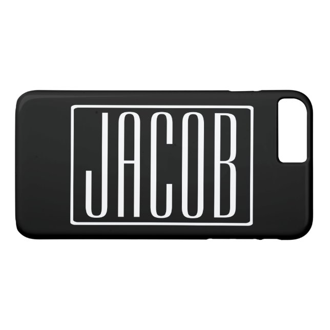 Coques Case-Mate iPhone Gras & Moderne Votre Nom ou Mot | Blanc sur Noir (Dos (Horizontal))