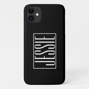 Case-Mate iPhone Case Gras & Moderne Votre Nom ou Mot Blanc sur Noir
