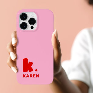Coque Case-Mate iPhone Gras monogramme initial et nom rose rouge