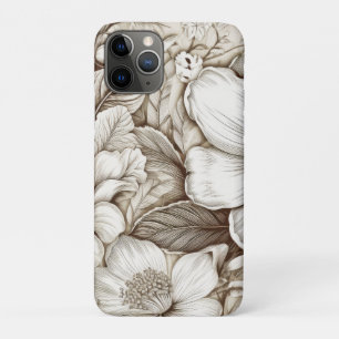 Case-Mate iPhone Case Gravure florale botanique sépia vintage sur ivoire