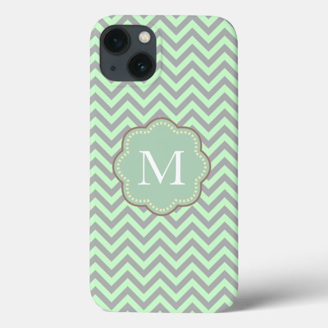 Coques Case-Mate iPhone Gray and Mint Chevron (Verso)