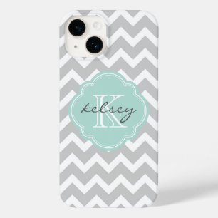 Coque Case-Mate iPhone Gray and Mint Chevron Custom