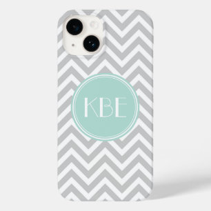 Coque Case-Mate iPhone Gray and Mint Chevron Custom