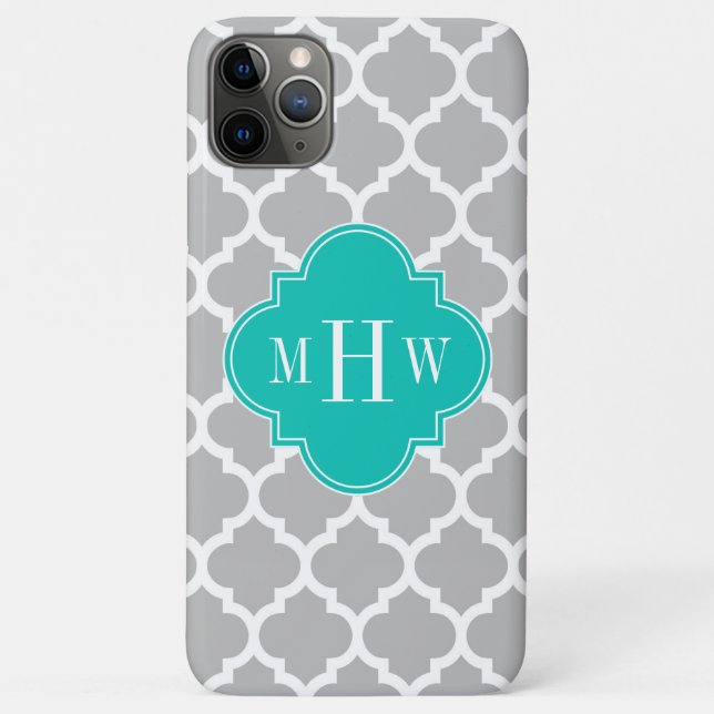 Coques Case-Mate iPhone Gray White Moroccan #5 Teal 3 Monogram initial (Dos)