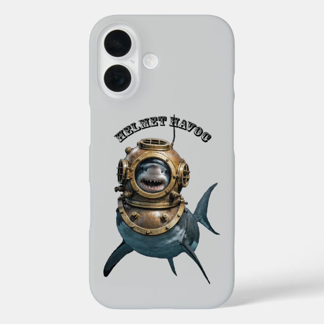 Coques Case-Mate iPhone Great White Shark Inside of a Diving Helmet URM (Verso)