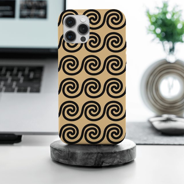 Coques Case-Mate iPhone Grec Meander Key Waves Motif Brown (Créateur téléchargé)