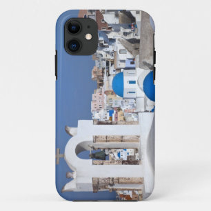 Coque iPhone 11 Grèce, Santorin. Clocher et dômes bleus de 2