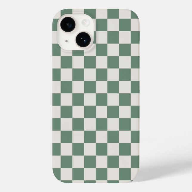 Coques Case-Mate iPhone Green And Cream Checkered Classic Checker Pattern (Verso)