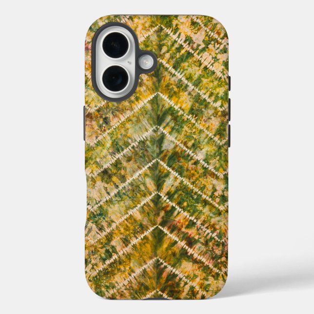Coques Case-Mate iPhone Green and Gold Tie Dye Chevron Pattern (Verso)