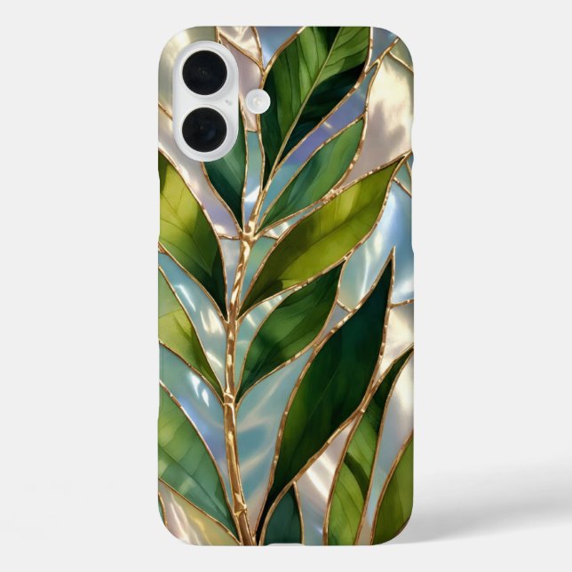 Coques Case-Mate iPhone Green Botanical Stained Glass Phone Case (Verso)