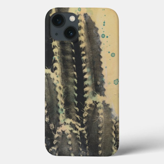 Coques Case-Mate iPhone Green Cactus on Yellow Background (Verso)