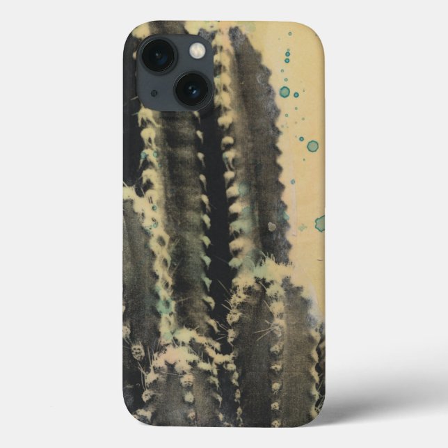 Coques Case-Mate iPhone Green Cactus on Yellow Background (Verso)