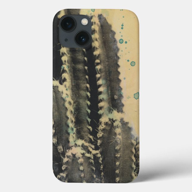 Coques Case-Mate iPhone Green Cactus on Yellow Background (Verso)