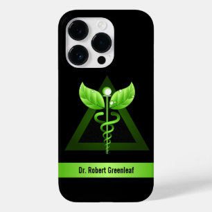 Coque Pour iPhone 14 Pro Green Caduceus Alternative Medicine Icône Médica