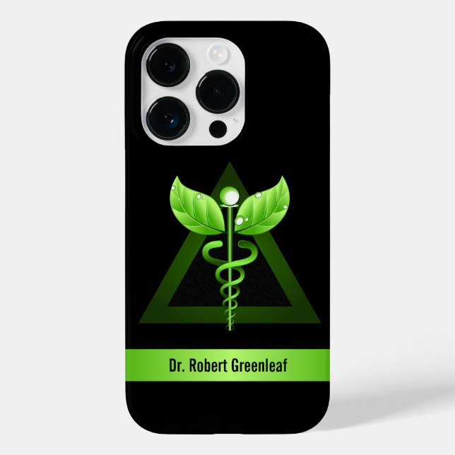 Coques Case-Mate iPhone Green Caduceus Alternative Medicine Icône Médicale (Verso)