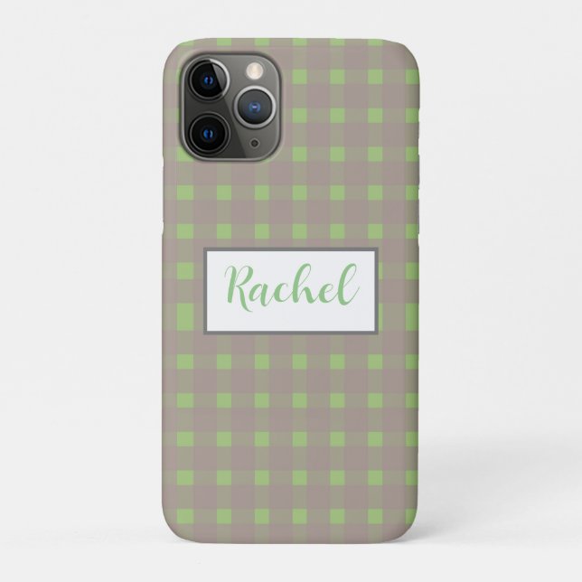 Coques Case-Mate iPhone Green Grey En vichy personnalisé (Dos)