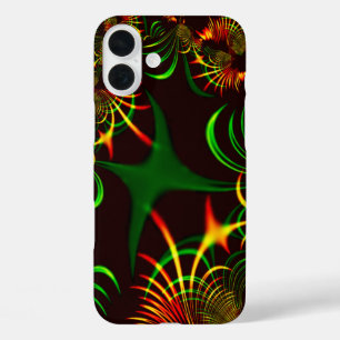 Coque Pour iPhone 16 Plus Green leaves and yellow fire-colored curves