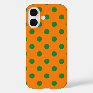 Coque Pour iPhone 16 Green On Orange Pois Design Motif