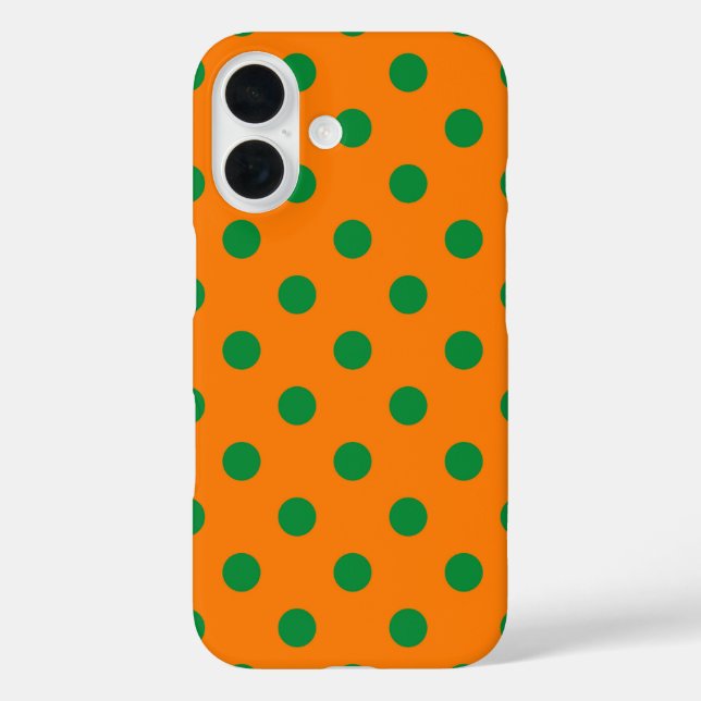 Coques Case-Mate iPhone Green On Orange Pois Design Motif (Verso)