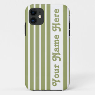 Coques Pour iPhone Green Safari Stripe avec nom