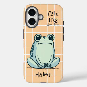 Coque Pour iPhone 16 Grenouille Calme Dit Relax Drôle Personnalisé