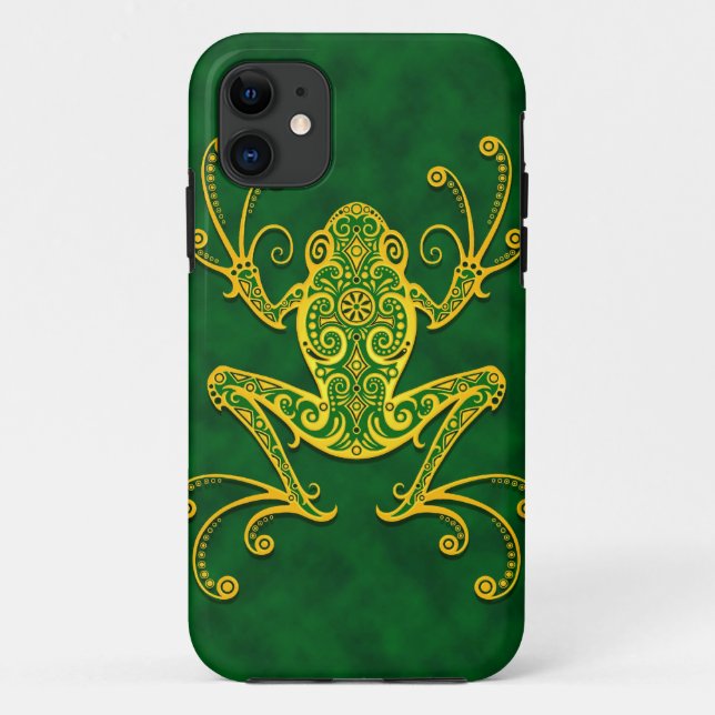Coques Case-Mate iPhone Grenouille d'arbre verte d'or complexe (Dos)