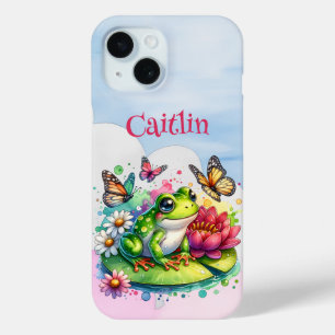 Coque Case-Mate iPhone Grenouille, fleurs et papillons personnalisés
