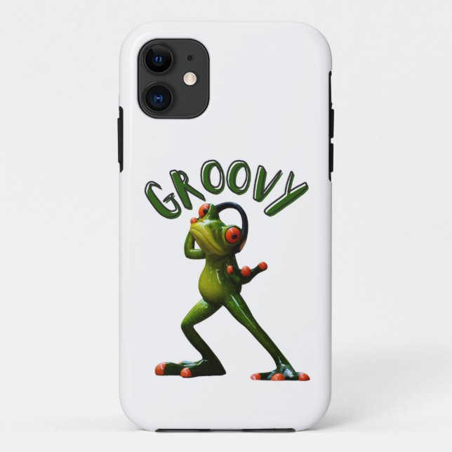 Coques Case-Mate iPhone Grenouille verte groovy (Dos)