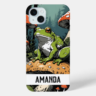 Coque Case-Mate iPhone Grenouille verte vintage sur champignon Nom person