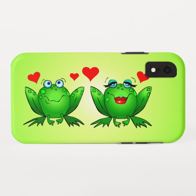 Coques Case-Mate iPhone Grenouilles en amour mignonne Hoppy Cartoon Animau (Dos (Horizontal))