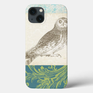 Etui iPhone 13 Grey Owl sur Arrière - plan Motif