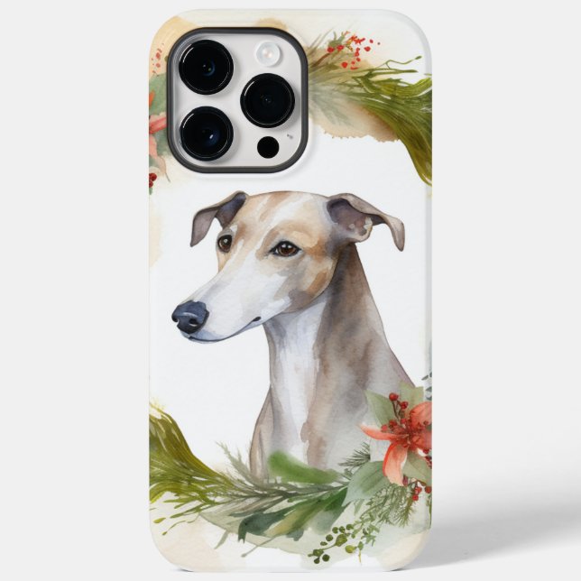 Coques Case-Mate iPhone Greyhound Christmas Wreath Festive Pup (Verso)